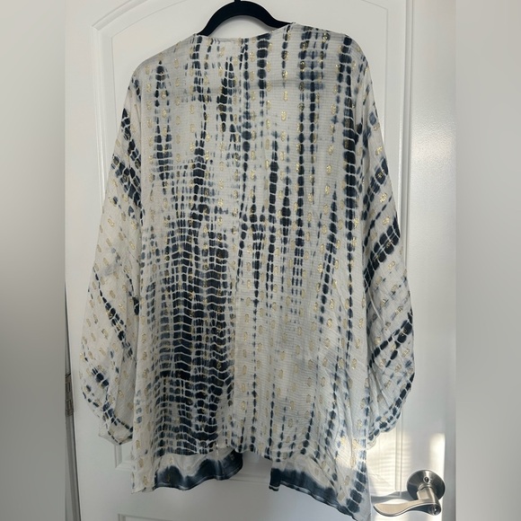 Anthropologie Blue Vada Shimmer Cocoon Kimono Flowly Breathable One Size - Picture 7 of 15